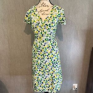 Boden Green and Blue Floral Midi Dress